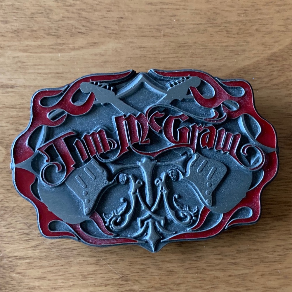 Tim Mcgraw Belt Buckle Red Flames